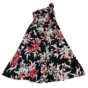 Lanz Originals‎ Sz S VTG 90's Floral Single Shoulder Fit & Flare Midi Tea Dress